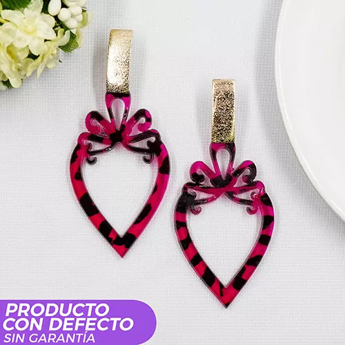 Par de aretes fresa animal print