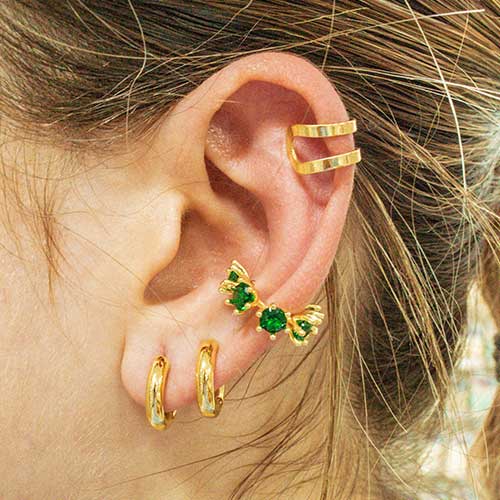 Ear cuff single double bow