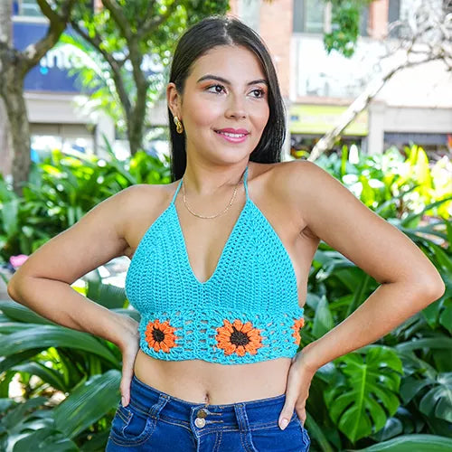 Crop top tejido ajustable talla única