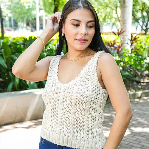 Blusa tejida cuello redondo talla única