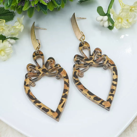 Par de aretes fresa animal print