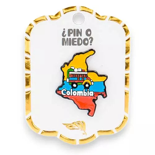 Pin metálico mapa de Colombia y chiva