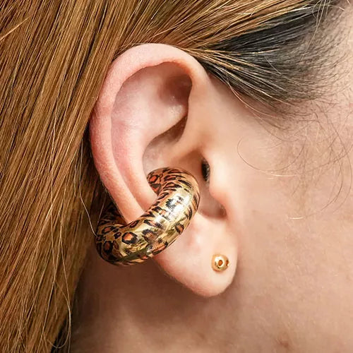 Ear cuff chunky XL animal print acrilico