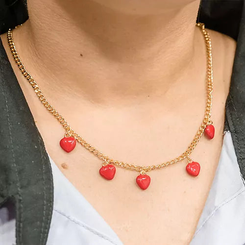 Chocker red collection five small hearts